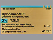 Xylocaine: This is a Vial imprinted with nothing on the front, nothing on the back.