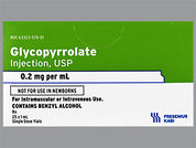 Glycopyrrolate: Esto es un Vial imprimido con nada en la parte delantera, nada en la parte posterior, y es fabricado por None.