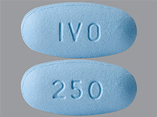 This is a Tablet imprinted with IVO on the front, 250 on the back.