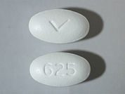 Viracept: This is a Tablet imprinted with V on the front, 625 on the back.