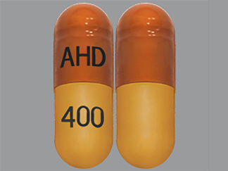 This is a Capsule imprinted with AHD on the front, 400 on the back.