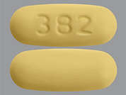 Quetiapine Fumarate Er: This is a yellow oblong Tablet Er 24 Hr imprinted with 382 on the front, nothing on the back, and is manufactured by SCIEGEN PHARMAC.