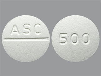 This is a Tablet imprinted with ASC on the front, 500 on the back.