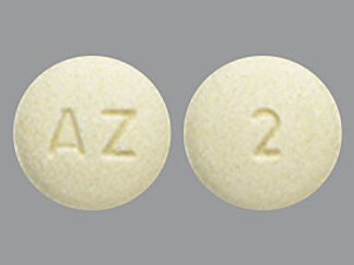 This is a Tablet imprinted with AZ on the front, 2 on the back.