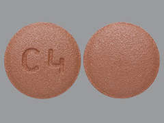 This is a brown round Tablet imprinted with C4 on the front, nothing on the back, and is manufactured by AJANTA PHARMA L.