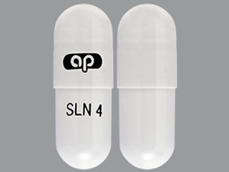 This is a Capsule imprinted with logo on the front, SLN 4 on the back.