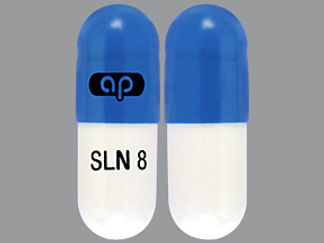 This is a Capsule imprinted with logo on the front, SLN 8 on the back.