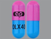 Duloxetine Hcl: Esto es un Cápsula Dr imprimido con logo en la parte delantera, DLX40 en la parte posterior, y es fabricado por None.