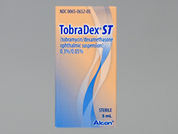 Tobradex St: This is a Suspension Drops imprinted with nothing on the front, nothing on the back.