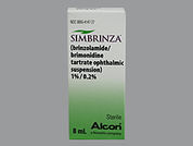 Simbrinza: This is a Suspension Drops imprinted with nothing on the front, nothing on the back.