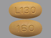 Valsartan: This is a Tablet imprinted with L130 on the front, 160 on the back.