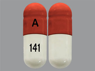 This is a Capsule imprinted with A on the front, 141 on the back.