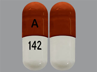 This is a Capsule imprinted with A on the front, 142 on the back.