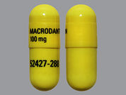 Macrodantin: This is a Capsule imprinted with MACRODANTIN  100 mg on the front, 52427-288 on the back.
