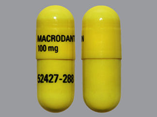 This is a Capsule imprinted with MACRODANTIN  100 mg on the front, 52427-288 on the back.