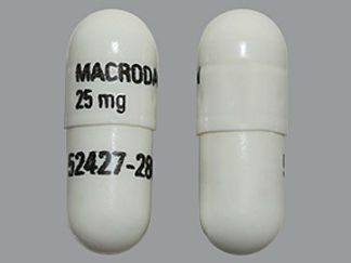 This is a Capsule imprinted with MACRODANTIN 25 mg on the front, 52427-286 on the back.