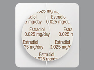 Esto es un Parche Transdérmico Semisemanal imprimido con Estradiol  0.025 mg/day en la parte delantera, nada en la parte posterior, y es fabricado por None.