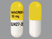 Macrodantin: This is a Capsule imprinted with MACRODANTIN  50 mg on the front, 52427-287 on the back.