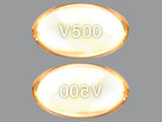 Vascepa: This is a Capsule imprinted with V500 on the front, nothing on the back.