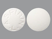 Aspirin: Esto es un Tableta imprimido con ASPIRIN  L en la parte delantera, nada en la parte posterior, y es fabricado por None.