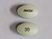 Sensipar: This is a light green oval Tablet imprinted with AMGEN on the front, 30 on the back, and is manufactured by AMGEN.