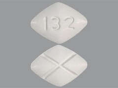 Esto es un Tableta blanco diamante imprimido con 132 en la parte delantera, nada en la parte posterior, y es fabricado por AMICI PHARMA, I.