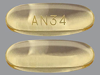 This is a Capsule imprinted with AN34 on the front, nothing on the back.