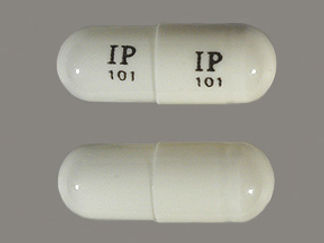 This is a Capsule imprinted with IP  101 on the front, IP  101 on the back.