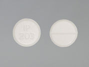 Oxycodone-Acetaminophen: Esto es un Tableta blanco redondo imprimido con IP  203 en la parte delantera, nada en la parte posterior, y es fabricado por AMNEAL PHARMACE.
