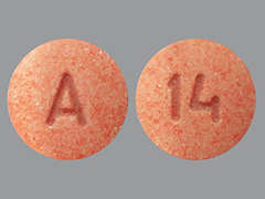 This is a orange round Tablet Sublingual imprinted with A on the front, 14 on the back, and is manufactured by AMNEAL PHARMACE.