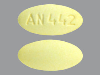 This is a Tablet imprinted with AN 442 on the front, nothing on the back.