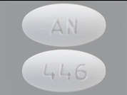 Entecavir: This is a white oval Tablet imprinted with AN on the front, 446 on the back, and is manufactured by MARLEX PHARM..