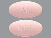 Entecavir: This is a Tablet imprinted with AN on the front, 449 on the back.