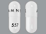 Temazepam: This is a white oblong Capsule imprinted with AMNEAL on the front, 557 on the back, and is manufactured by AMNEAL PHARMACE.