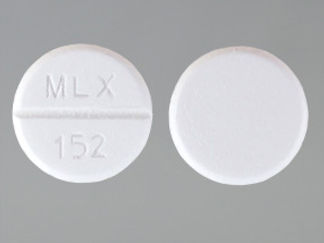 This is a Tablet imprinted with MLX  152 on the front, nothing on the back.