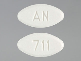 This is a Tablet imprinted with AN on the front, 711 on the back.