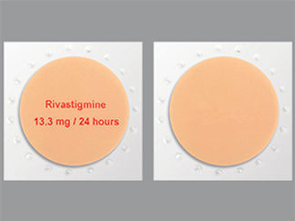 This is a Patch Transdermal 24 Hours imprinted with Rivastigmine  13.3 mg / 24 hours on the front, nothing on the back.