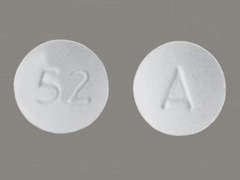 Esto es un Tableta blanco redondo imprimido con 52 en la parte delantera, A en la parte posterior, y es fabricado por AMNEAL PHARMACE.