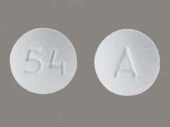 Esto es un Tableta blanco redondo imprimido con 54 en la parte delantera, A en la parte posterior, y es fabricado por AMNEAL PHARMACE.
