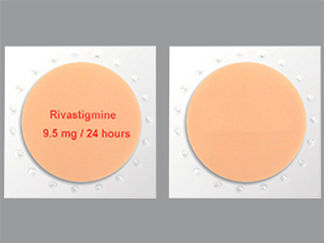 This is a Patch Transdermal 24 Hours imprinted with Rivastigmine 9.5 mg/24 hours on the front, nothing on the back.