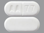 Ethacrynic Acid: Esto es un Tableta imprimido con AA 77 en la parte delantera, nada en la parte posterior, y es fabricado por None.