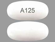 Bexarotene: This is a Capsule imprinted with A125 on the front, nothing on the back.