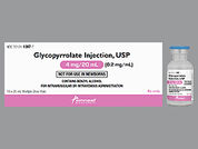 Glycopyrrolate: Esto es un Vial imprimido con nada en la parte delantera, nada en la parte posterior, y es fabricado por None.