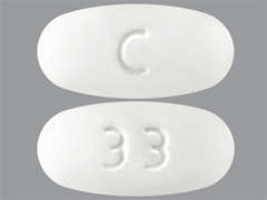 This is a Tablet Dr imprinted with C on the front, 33 on the back.