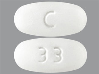 Esto es un Tableta Dr imprimido con C en la parte delantera, 33 en la parte posterior, y es fabricado por None.