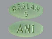 Reglan: Esto es un Tableta verde elíptico imprimido con REGLAN  5 en la parte delantera, ANI en la parte posterior, y es fabricado por ANI PHARMACEUTI.