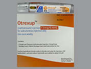 Otrexup: Esto es un Auto-inyector amarillo imprimido con nada en la parte delantera, nada en la parte posterior, y es fabricado por ANTARES/OTTER.