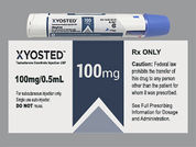 Xyosted: This is a Auto-injector imprinted with nothing on the front, nothing on the back.