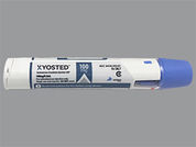 Xyosted: This is a Auto-injector imprinted with nothing on the front, nothing on the back.