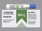 Xyosted: This is a Auto-injector imprinted with nothing on the front, nothing on the back.